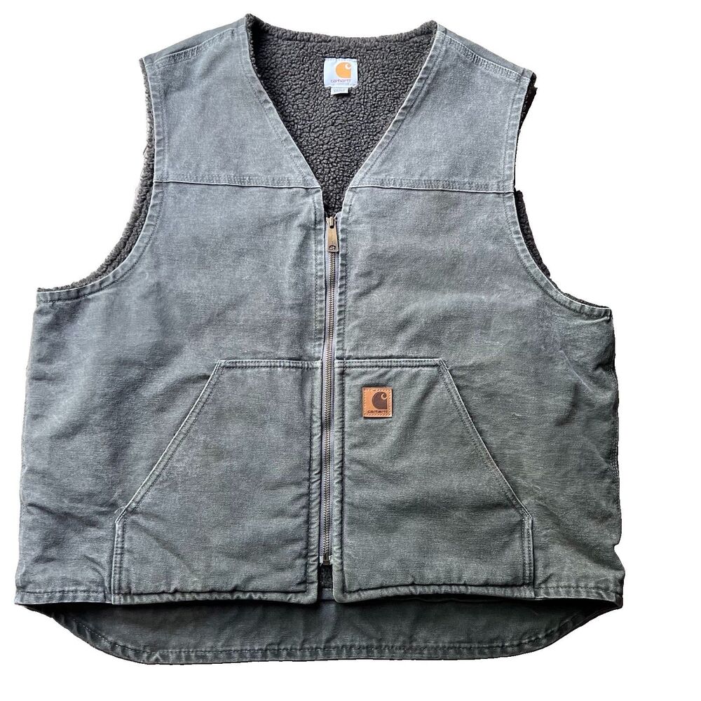 Carhartt V26 GVL Sandstone Duck Sherpa Lined Work Vest Men's XL Regular - Picture 1 of 13